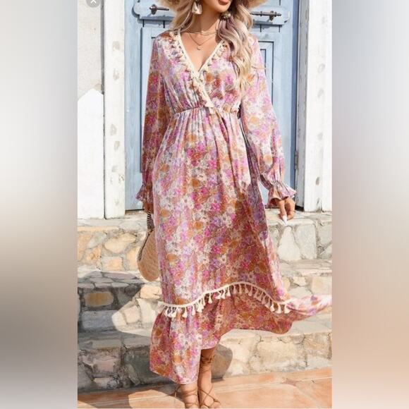 NWT Anany Floral Maxi Bohemian Dress M - Picture 1 of 12